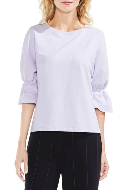Shop Vince Camuto Smocked Elbow Sleeve French Terry Top In Wallflower
