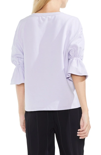 Shop Vince Camuto Smocked Elbow Sleeve French Terry Top In Wallflower