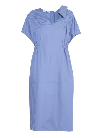 Shop Marni Cotton Dress In Iris Blue