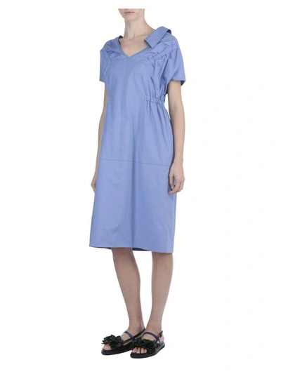 Shop Marni Cotton Dress In Iris Blue