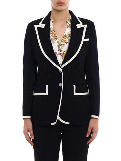 Shop Gucci Light Viscose Cady Jacket In Blk-gardenia-ivory