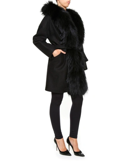 Shop Ava Adore Boiled Wool Coat With Hood In Nero|nero