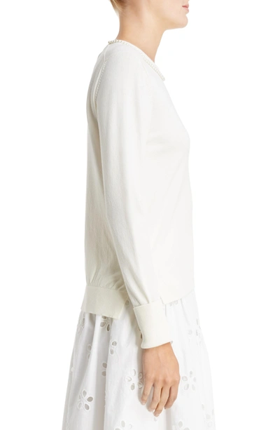 Shop Simone Rocha Imitation Pearl Embellished Sweater In Ivory Pearl
