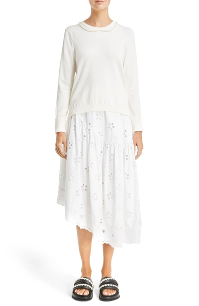 Shop Simone Rocha Imitation Pearl Embellished Sweater In Ivory Pearl