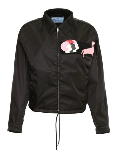 Shop Prada Linea Rossa Nylon Gabardine Jacket With Patches In Nero (black)