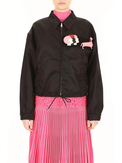 Shop Prada Linea Rossa Nylon Gabardine Jacket With Patches In Nero (black)