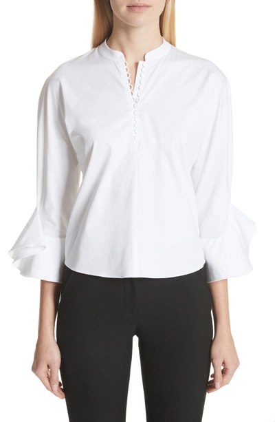 Shop Emporio Armani Stretch Cotton Poplin Shirt In White