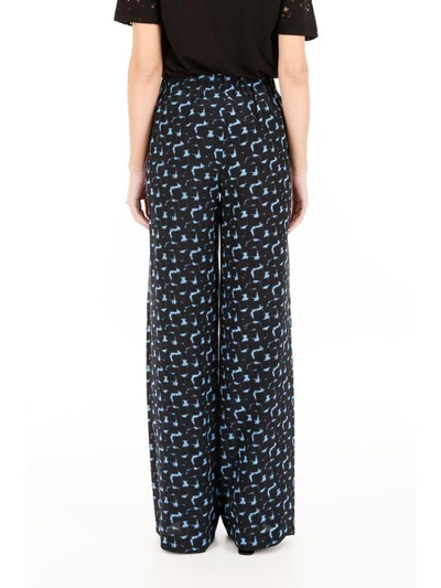 Shop Marni Printed Silk Pyjama Trousers In Cobalt (blue)