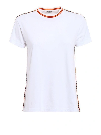 Shop Miu Miu Jersey T-shirt In Bianco