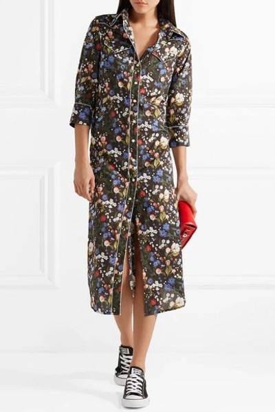 Shop R13 Floral-print Cotton-voile Midi Dress
