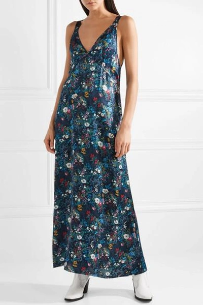 Shop R13 Floral-print Silk-georgette Maxi Dress In Midnight Blue