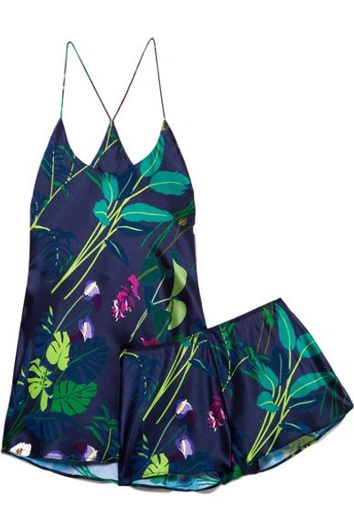 Shop Olivia Von Halle Bella Printed Silk-satin Pajama Set