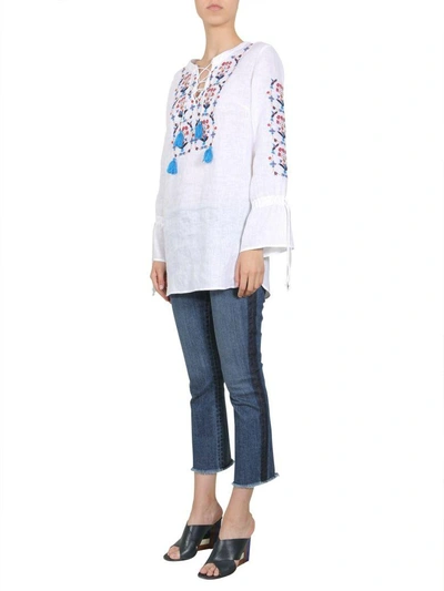 Shop Tory Burch Embroidered Tunic In White