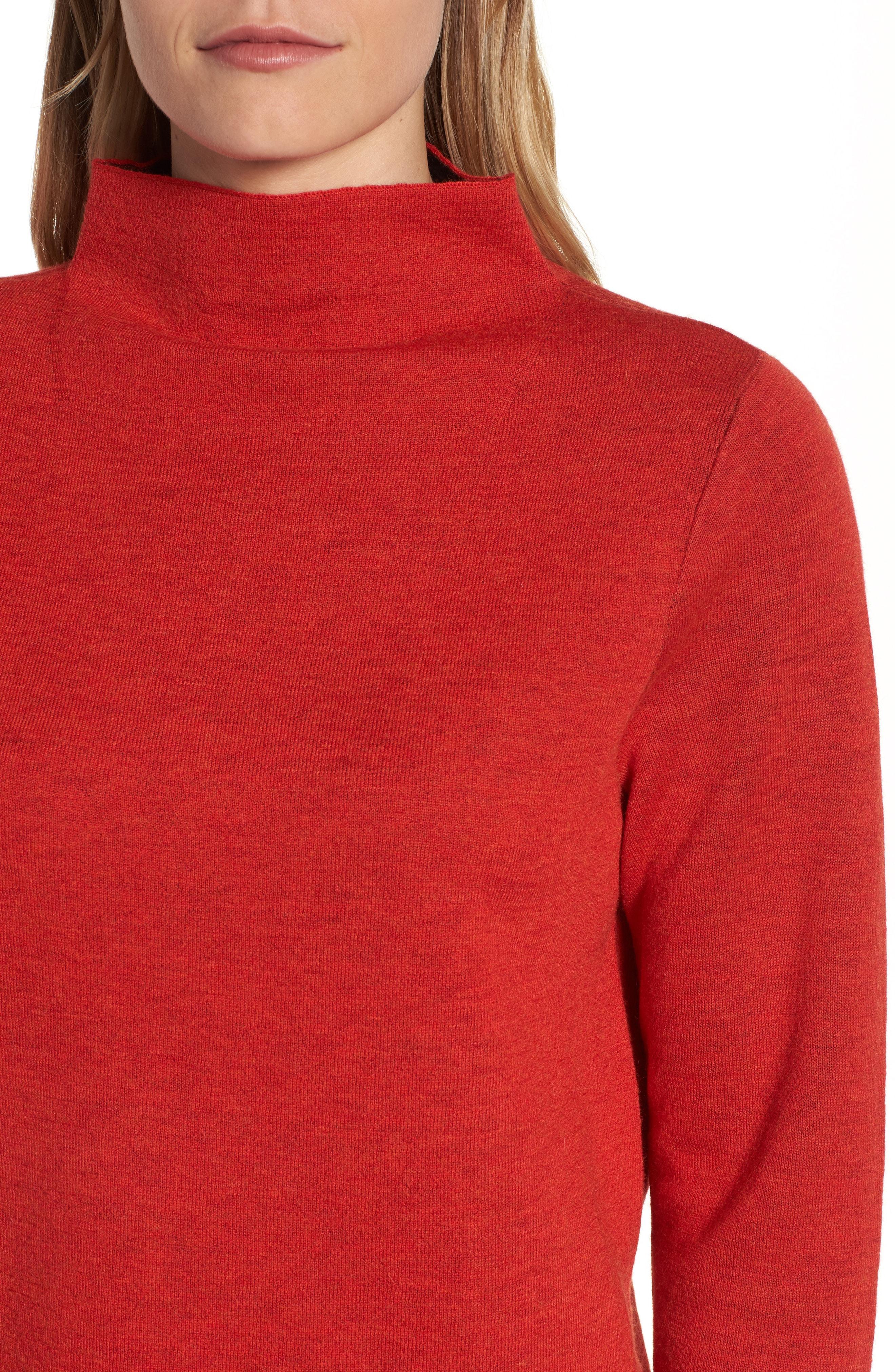 Eileen Fisher Merino Wool Reversible Funnel-neck Sweater, Regular ...