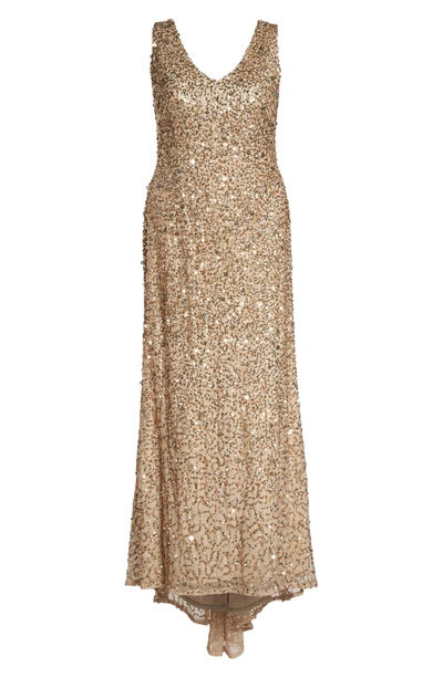 Shop Adrianna Papell Sequin A-line Gown In Champagne