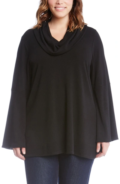 Shop Karen Kane Flare Sleeve Cowl Neck Sweater In Black