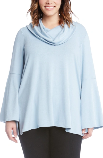 Shop Karen Kane Flare Sleeve Cowl Neck Sweater In Blue