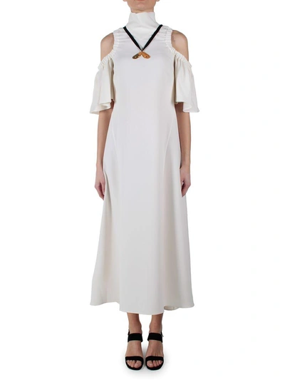 Shop Ellery Deity Cut-out Shoulder Dress In White