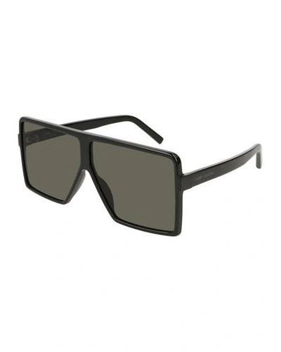 Shop Saint Laurent Sl 183 Betty 63mm Acetate Shield Sunglasses, Black