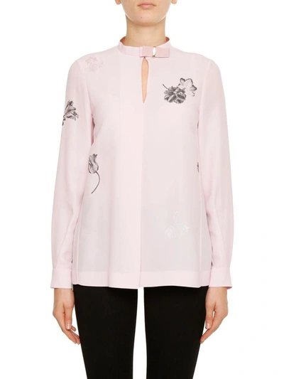 Shop Ferragamo Pure Silk Shirt In Bicolore Rosa Nero