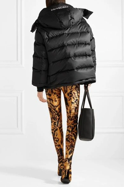 Shop Balenciaga Swing Oversized Embroidered Quilted Shell Down Jacket In Black
