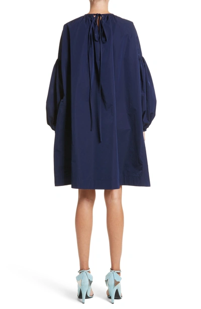 Shop Calvin Klein 205w39nyc Ruched Sleeve Taffeta Dress In Marine