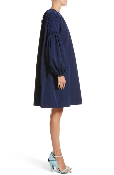 Shop Calvin Klein 205w39nyc Ruched Sleeve Taffeta Dress In Marine