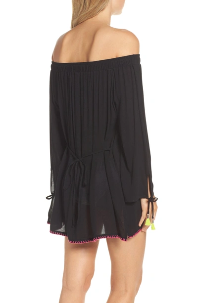 Shop Nanette Lepore Isla Marietas Off The Shoulder Cover-up In Black