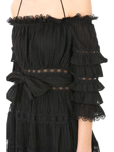 Shop Zimmermann Corsair Frill Tier Dress In Black