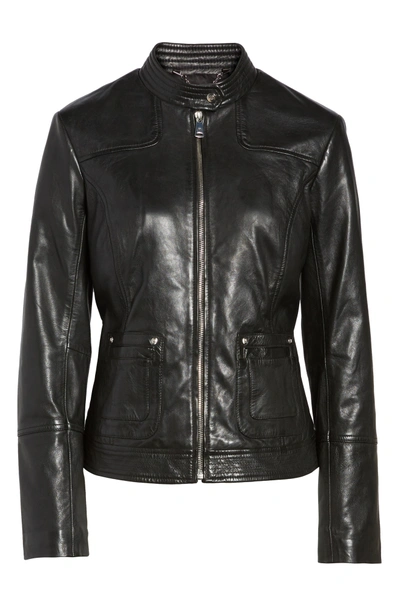 Shop Bernardo Leather Moto Jacket In Black