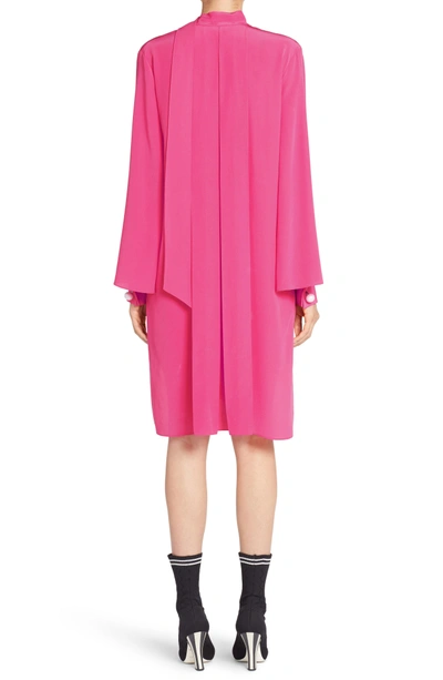 Shop Fendi Drape Silk Crepe De Chine Dress In Glamour Pink