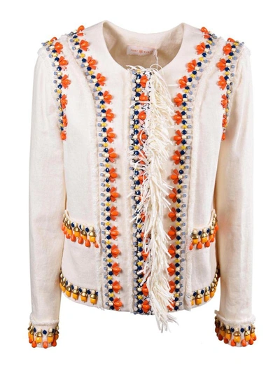 Shop Tory Burch Beaded Jacket In White