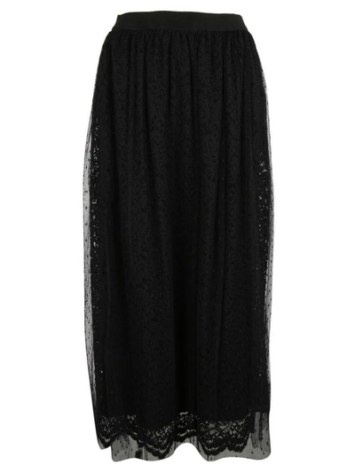 Shop Ermanno Ermanno Scervino Double Layered Lace Skirt In Black
