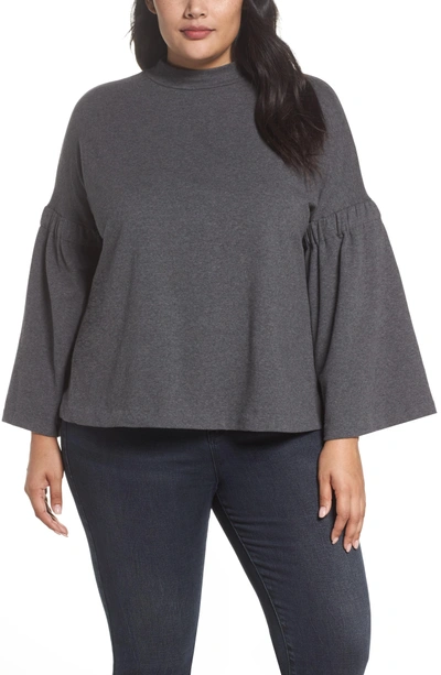 Shop Two By Vince Camuto Bell Sleeve Top In Med Heather Grey