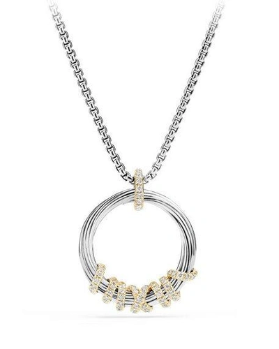 Shop David Yurman Helena Small Pendant Necklace With Diamonds In Yellow/white