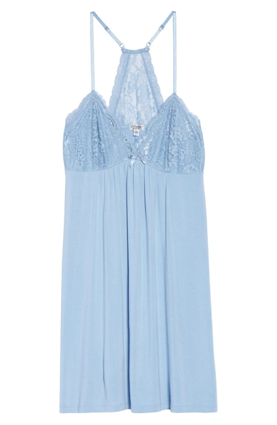 Shop Pj Salvage Lace Racerback Jersey Chemise In Blue