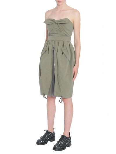 Shop Moschino Tie Front Zip Dress In Militare