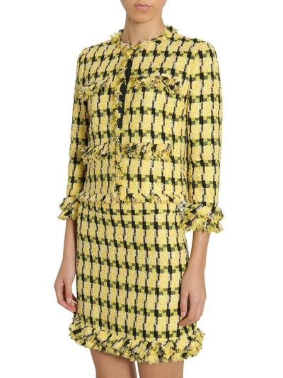 Shop Boutique Moschino Tweed Jacket In Giallo