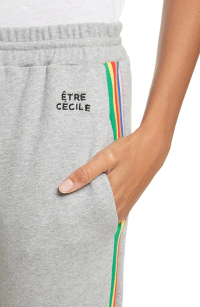 Shop Etre Cecile Rainbow Stripe Track Pants In Grey Marl
