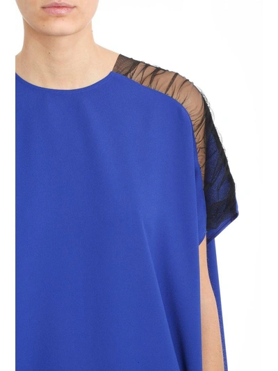 Shop Maison Margiela Tulle Panel Dress In Blue