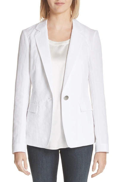 Shop Lafayette 148 Lyndon Courtly Cotton & Linen Jacket In White