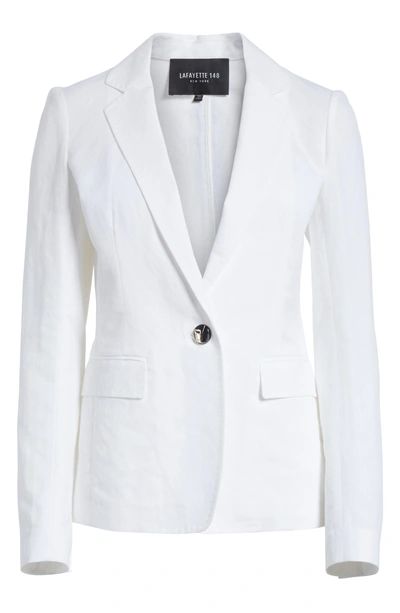 Shop Lafayette 148 Lyndon Courtly Cotton & Linen Jacket In White