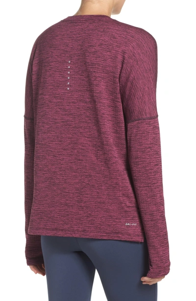 Shop Nike Therma Sphere Element Running Top In Port Wine/ Htr/ Tea Berry