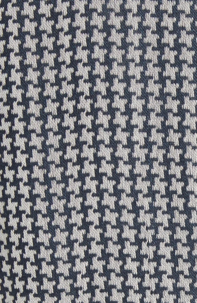 Shop Emporio Armani Micro Houndstooth Linen, Wool & Silk Blazer In Blue / Grey