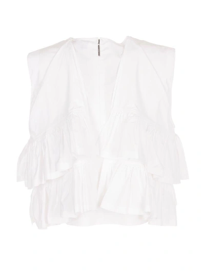 Shop Msgm Ruffled Top In White