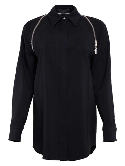 Shop Alexander Wang Crepe Shirt With Zip In Blacknero