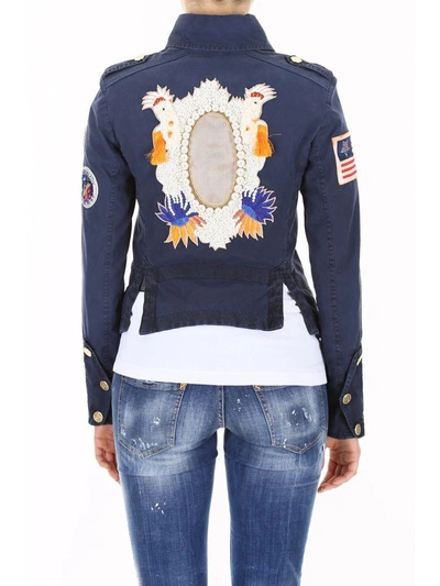 Shop Mr & Mrs Italy Jacket With Patches And Embroidery In Saline Blue France (blue)