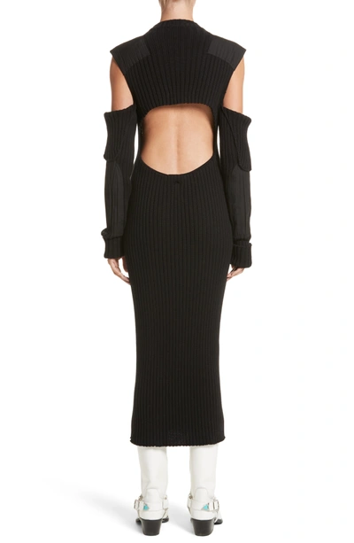 Shop Calvin Klein 205w39nyc Rib Knit Cold Shoulder Dress In Black