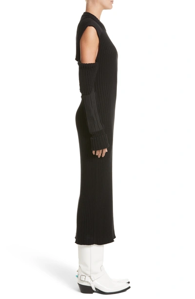 Shop Calvin Klein 205w39nyc Rib Knit Cold Shoulder Dress In Black