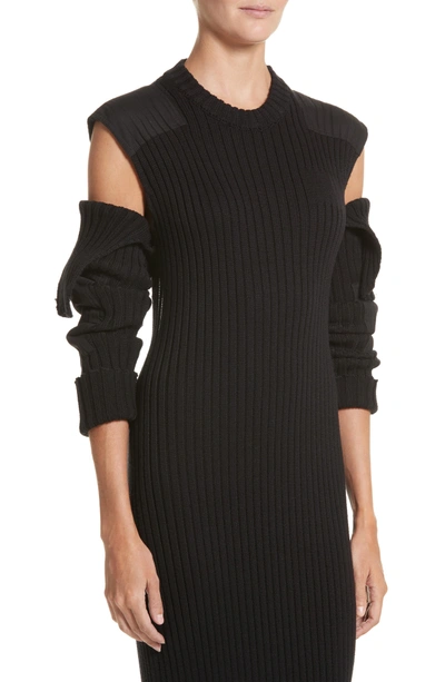 Shop Calvin Klein 205w39nyc Rib Knit Cold Shoulder Dress In Black